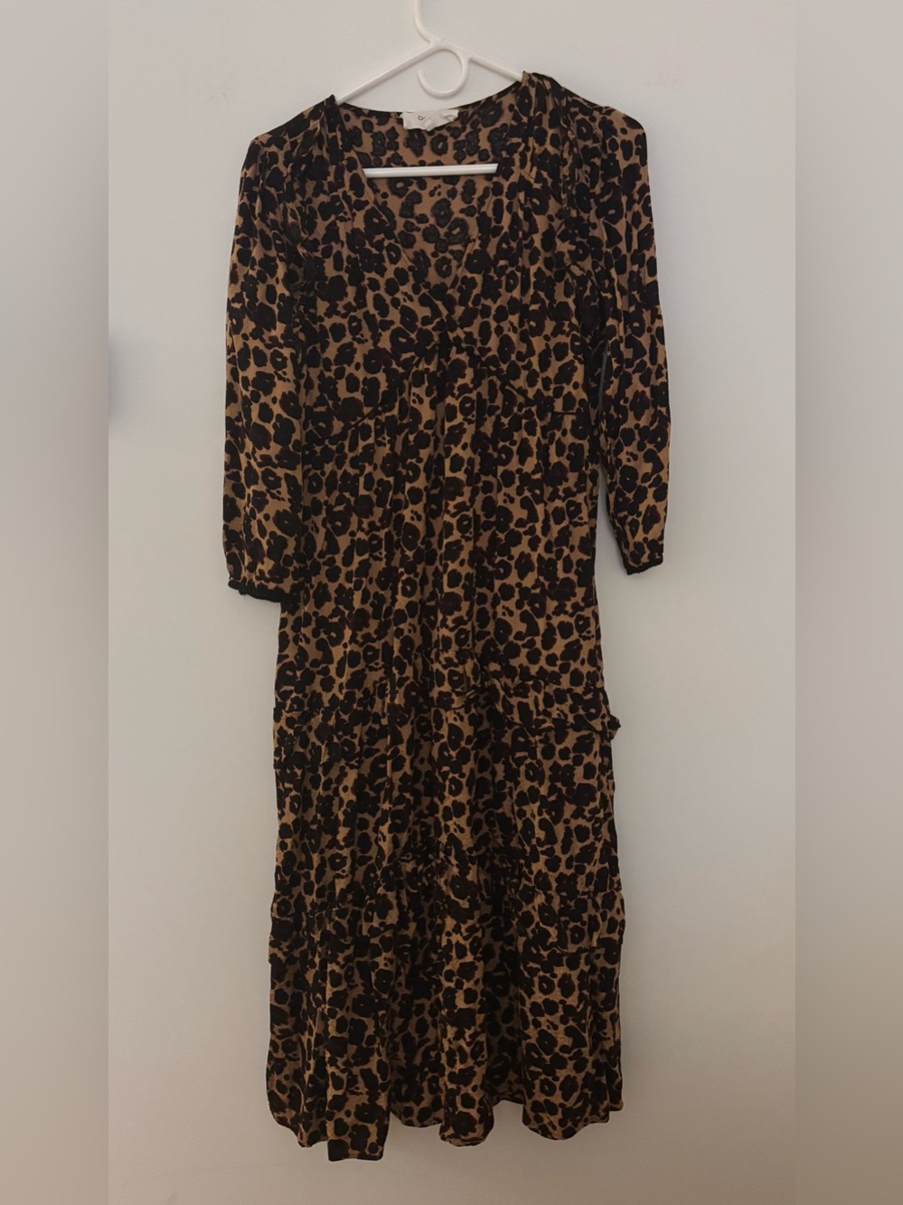 ba&sh Leopard Print Tiered Maxi Dress in Brown and Black